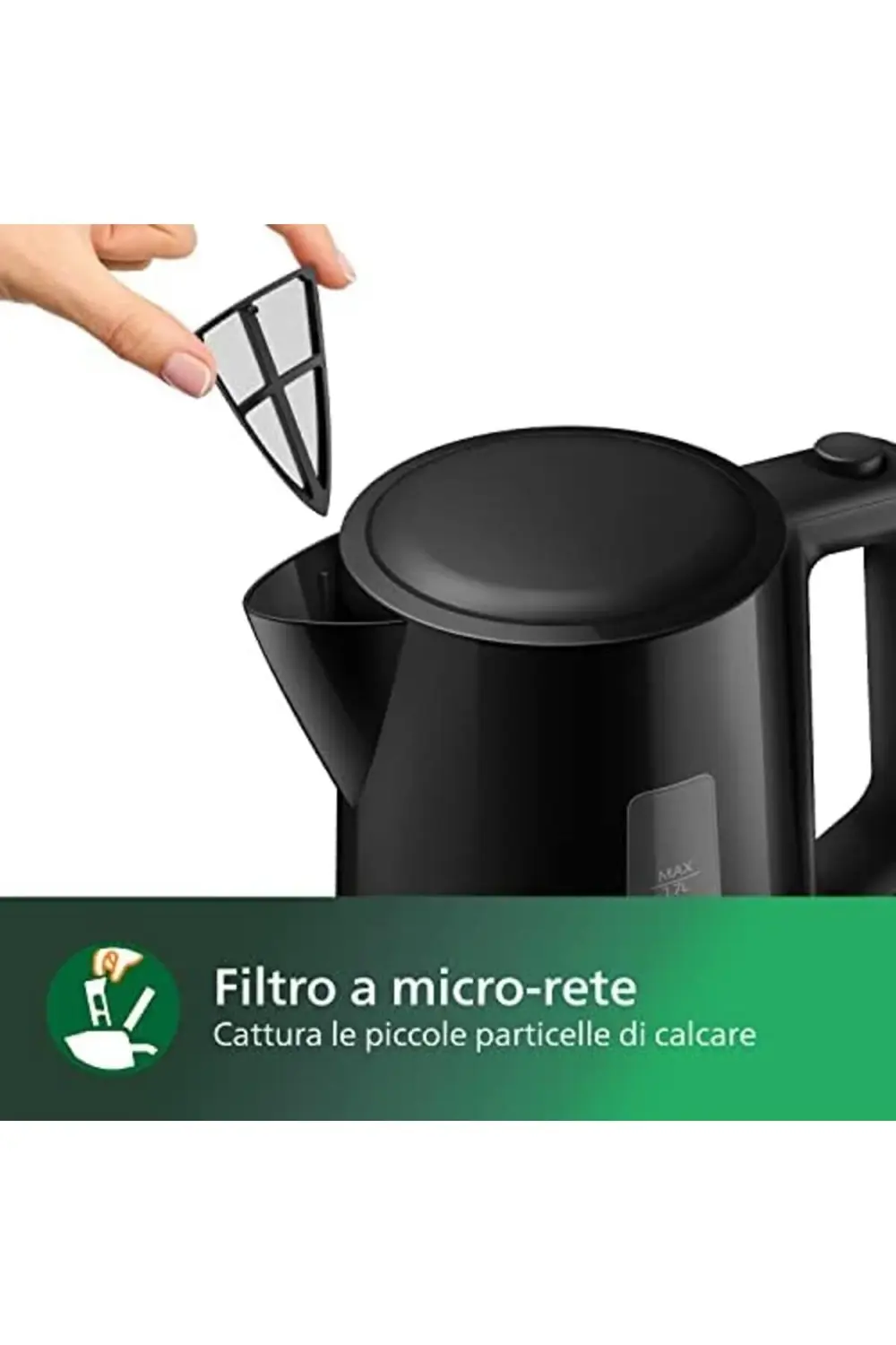 HD9318/20 Su Isıtıcı, 1.7 L Kapasite, 360° Döner Tabanlı, 2200W,