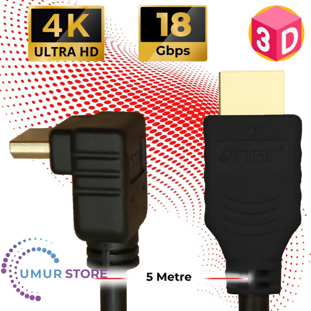 HDMI 2.0 4K Ultra Hd 60 Hz L Tipi Ses ve Görüntü Aktarım Kablosu