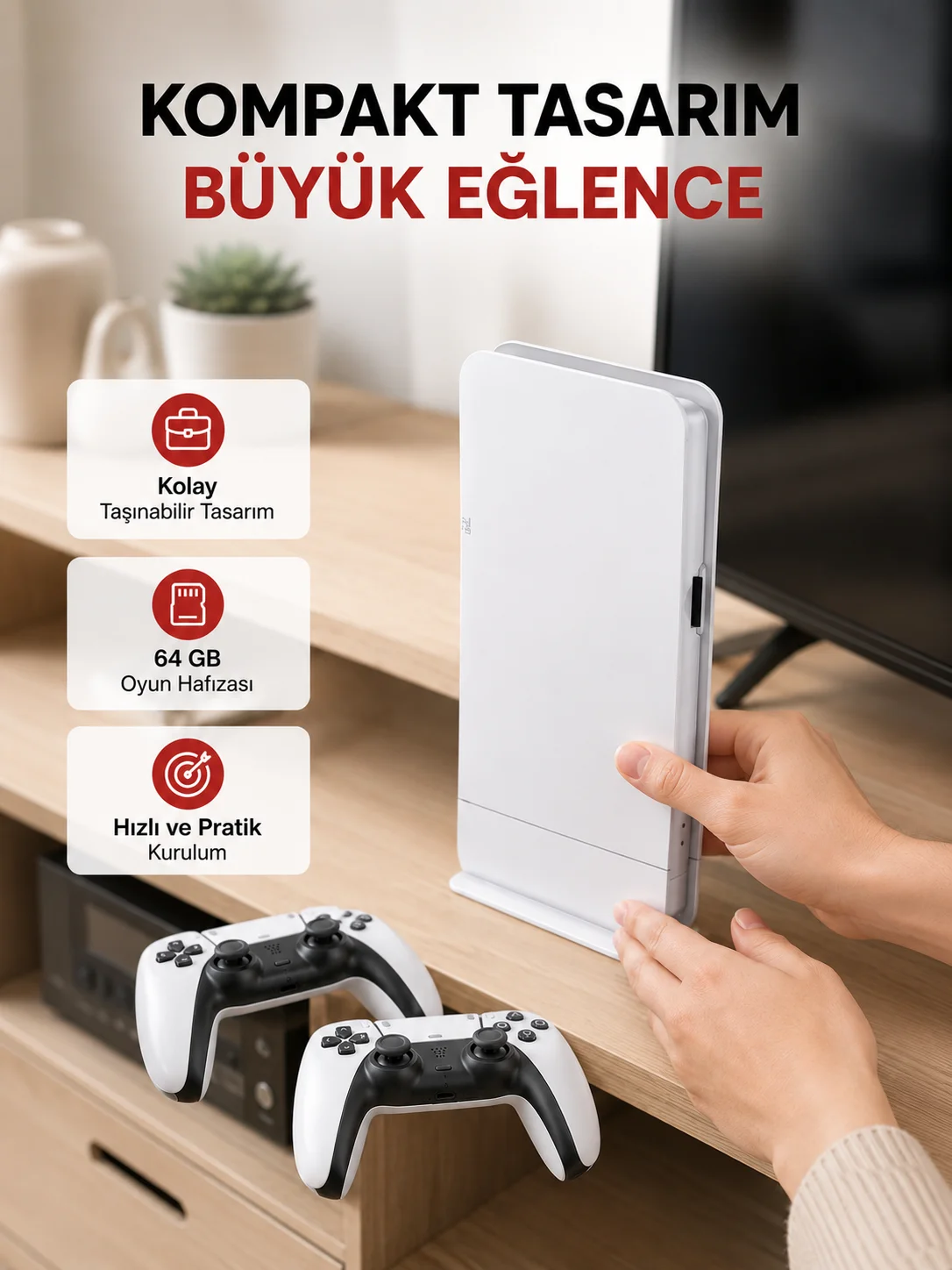 HDMI Çıkışlı Kablosuz 2 Kollu 4K Retro Oyun Kutusu