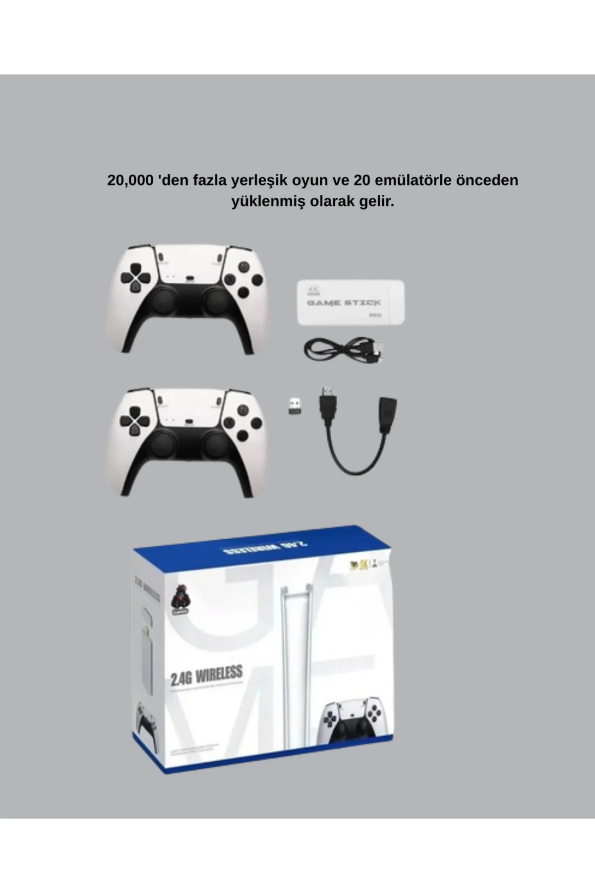 HDMI Çıkışlı Kablosuz 2 Kollu 4K Retro Oyun Kutusu - Lisinya