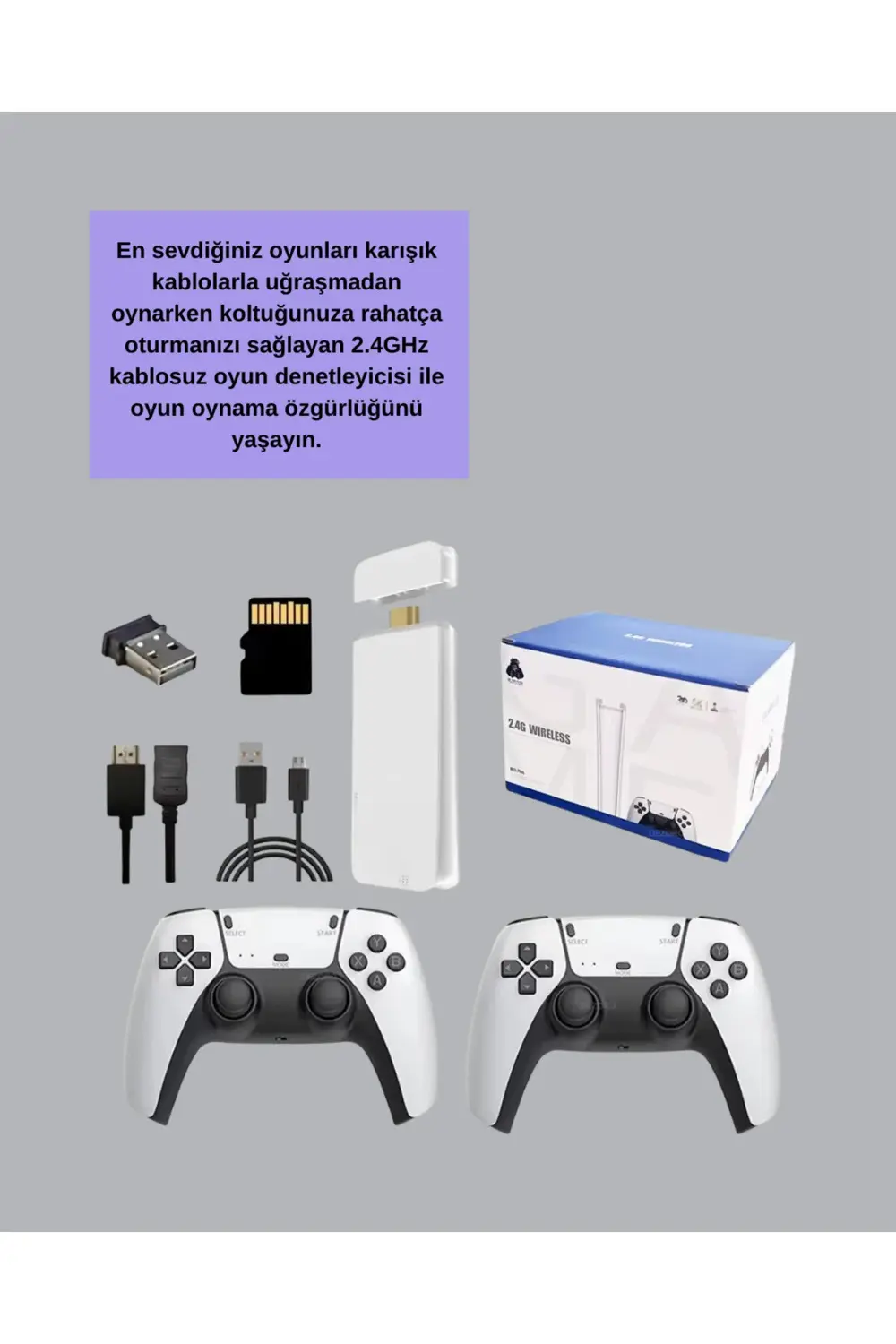 HDMI Çıkışlı Kablosuz 2 Kollu 4K Retro Oyun Kutusu