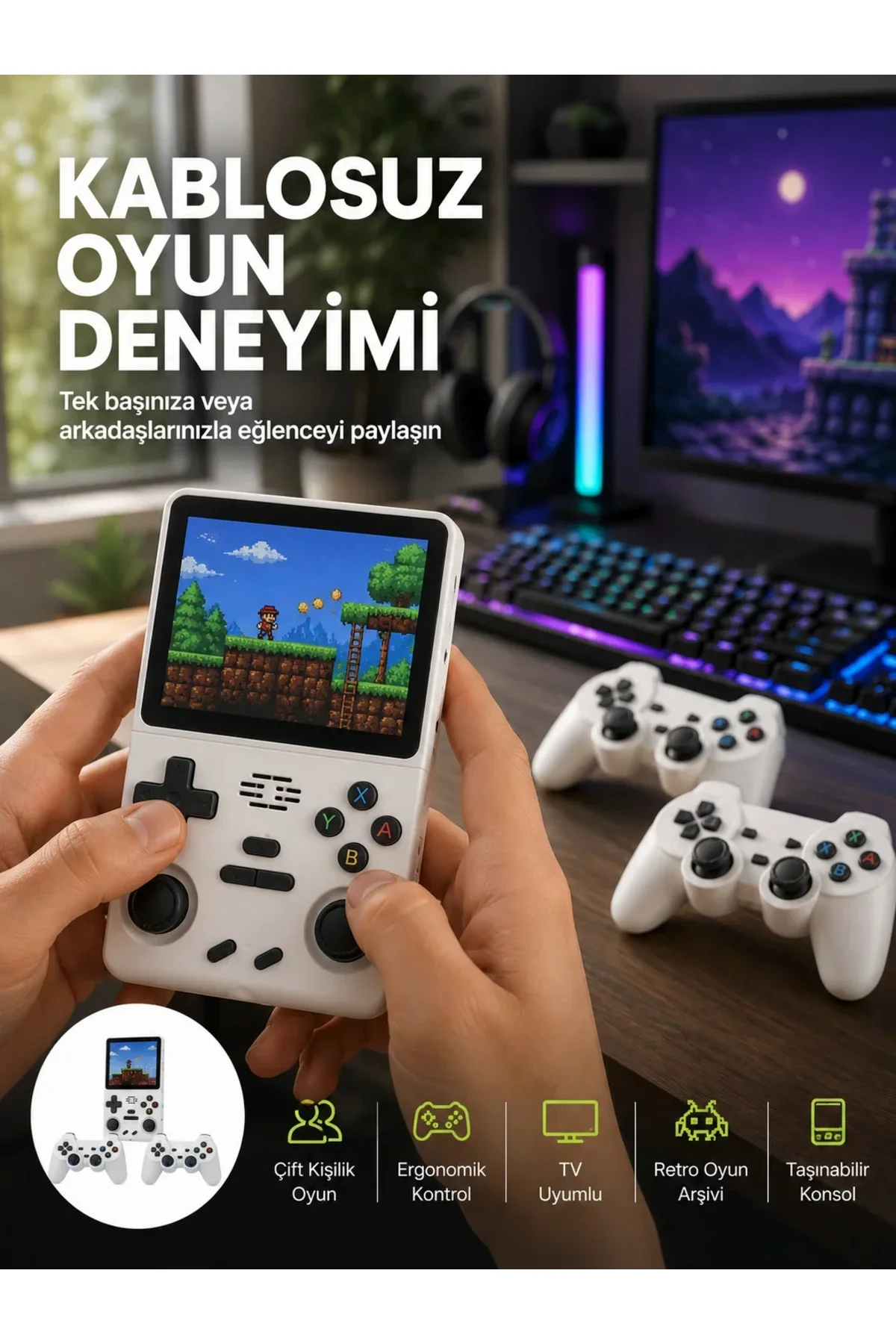 HDMI Destekli Kablosuz Oyun Konsolu 10.000 Oyun Yeni Nesil HDMI Destekli Kablosuz Oyun Konsolu 10.000 Oyun Yeni Nesil