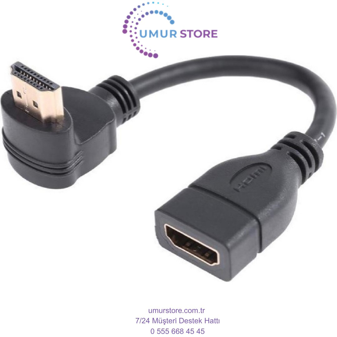 HDMI Dişi Erkek Uzatma 90 Derece Dirsek Çevirici Dönüştürücü Kabl
