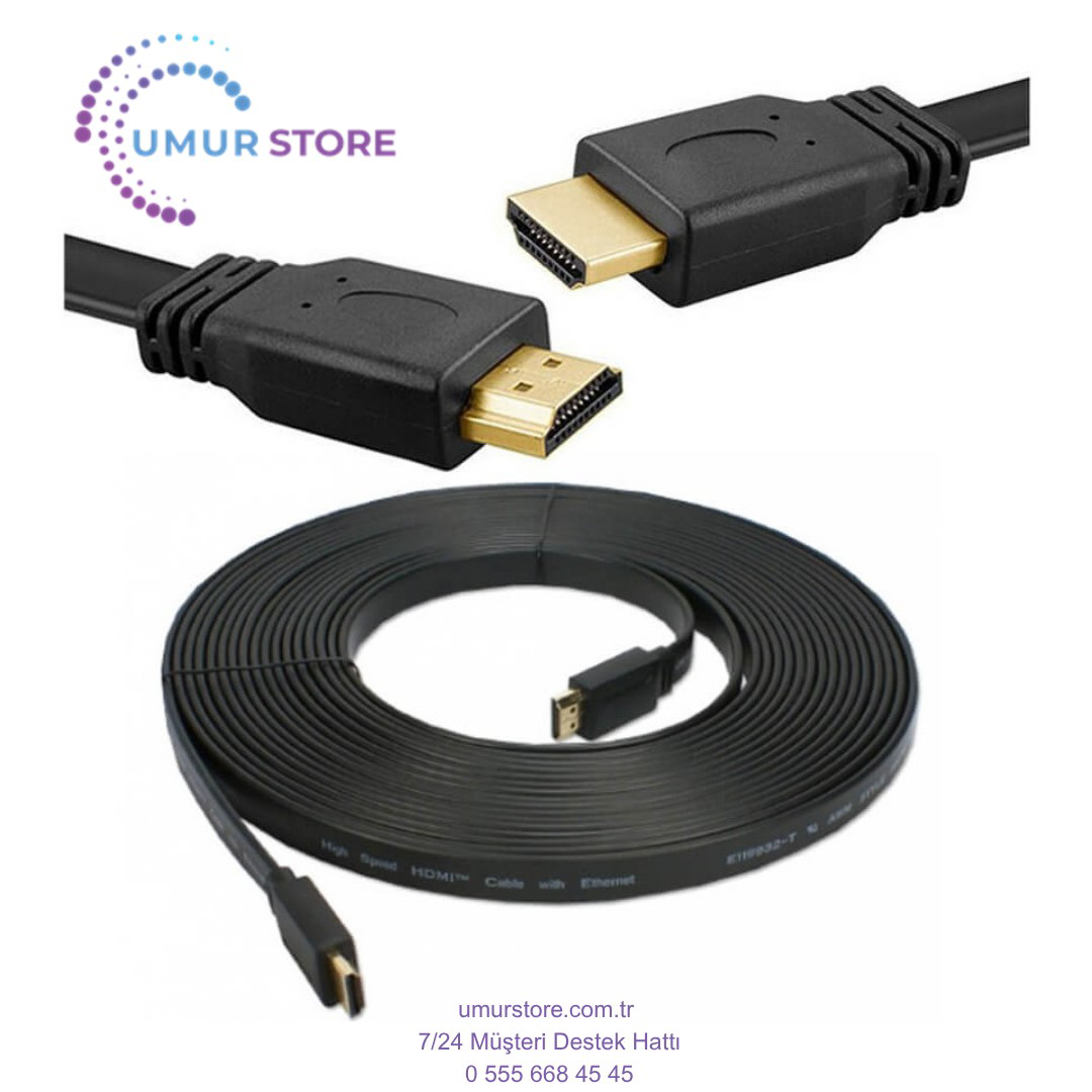 HDMI Kablo 4K Full Hd 3D Destekli 3840*2160 Yassı Flat Slim Kablo