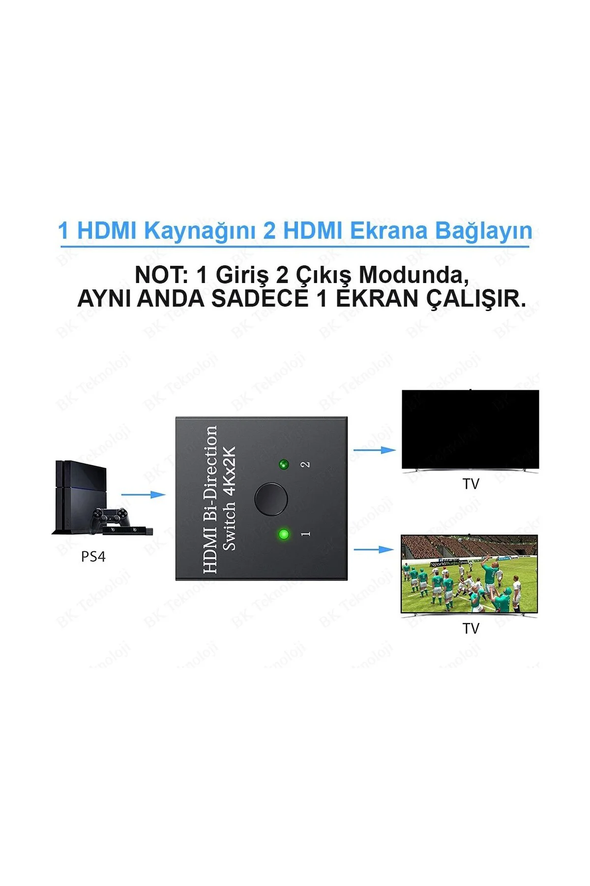 HDMI Switch 4K 3D Destekli HDMI Switch 2 Giriş 1 Çıkış veya 1 Gir HDMI Switch 4K 3D Destekli HDMI Switch 2 Giriş 1 Çıkış veya 1 Gir