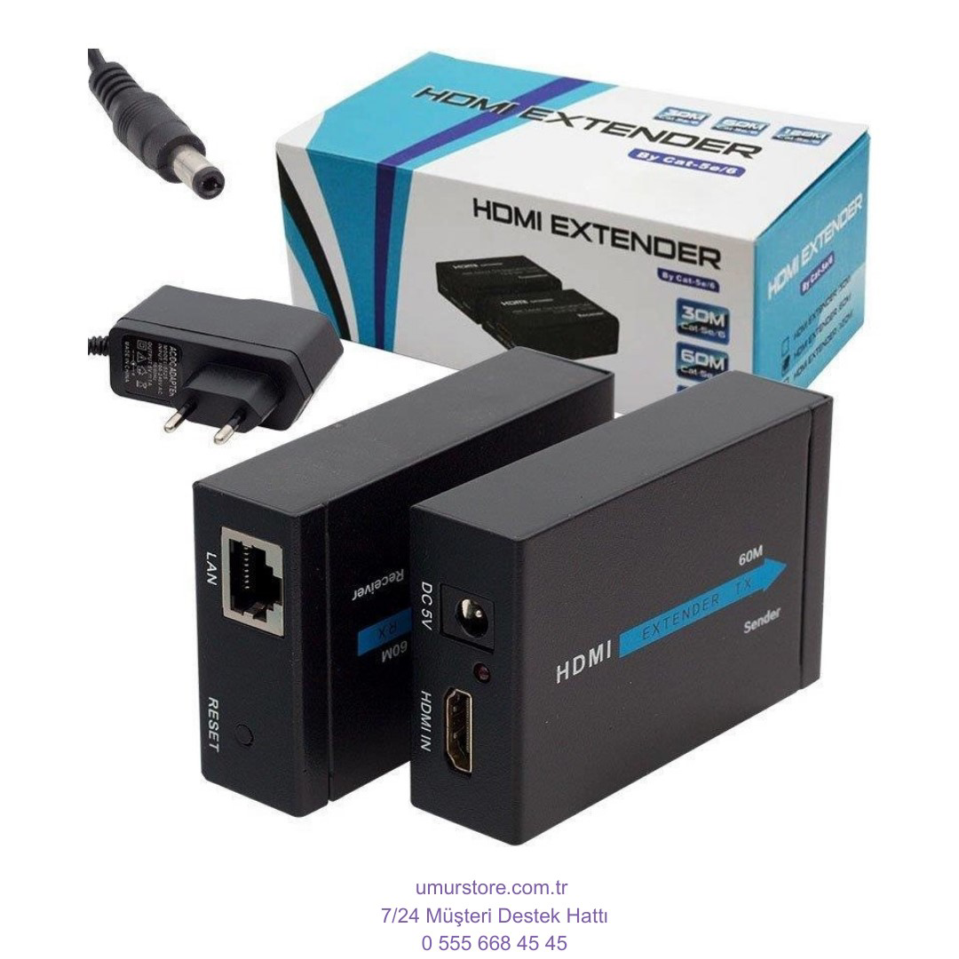 HDMI To Cat5-Cat6 Extender 60 m Uzatıcı HDMI To Cat5-Cat6 Extender 60 m Uzatıcı