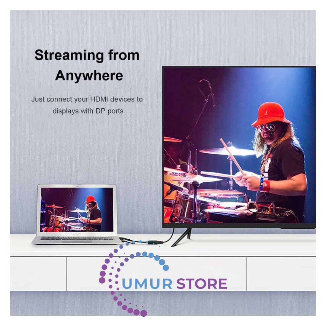 HDMI To Display Port Dönüştürücü Adaptör Görüntü Aktarım Kablosu