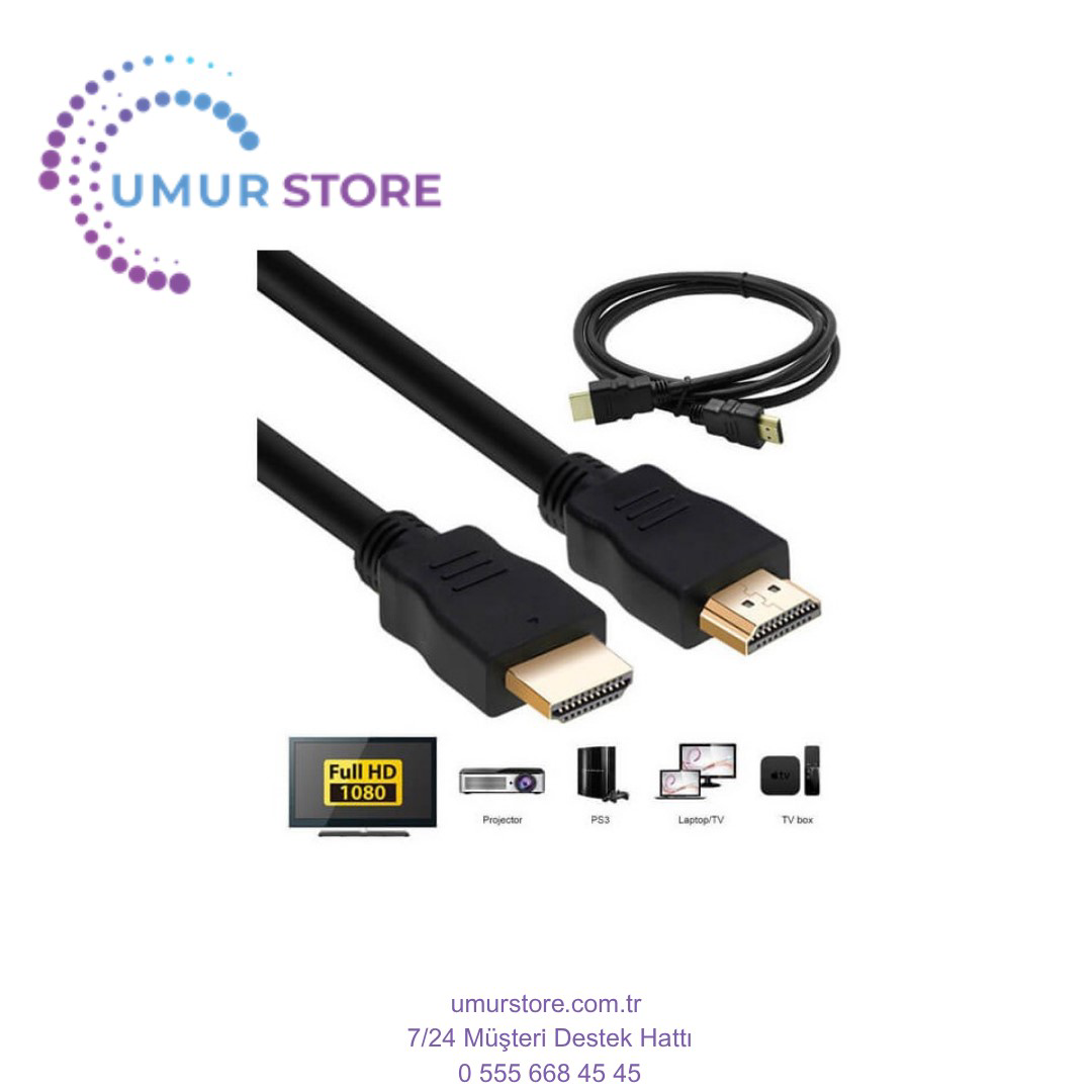 HDMI To HDMI 30CM Kısa HDMI Kablo Altın Uçlu Full Hd 3D LCD LED P