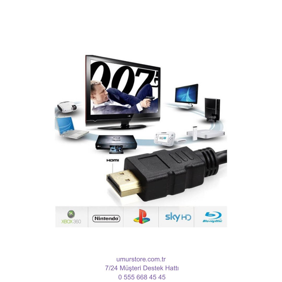 HDMI To HDMI 30CM Kısa HDMI Kablo Altın Uçlu Full Hd 3D LCD LED P