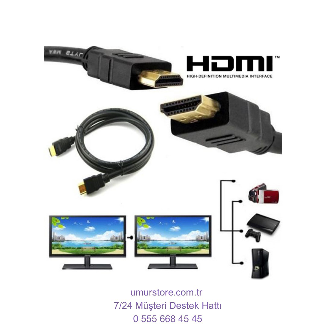 HDMI To HDMI 30CM Kısa HDMI Kablo Altın Uçlu Full Hd 3D LCD LED P