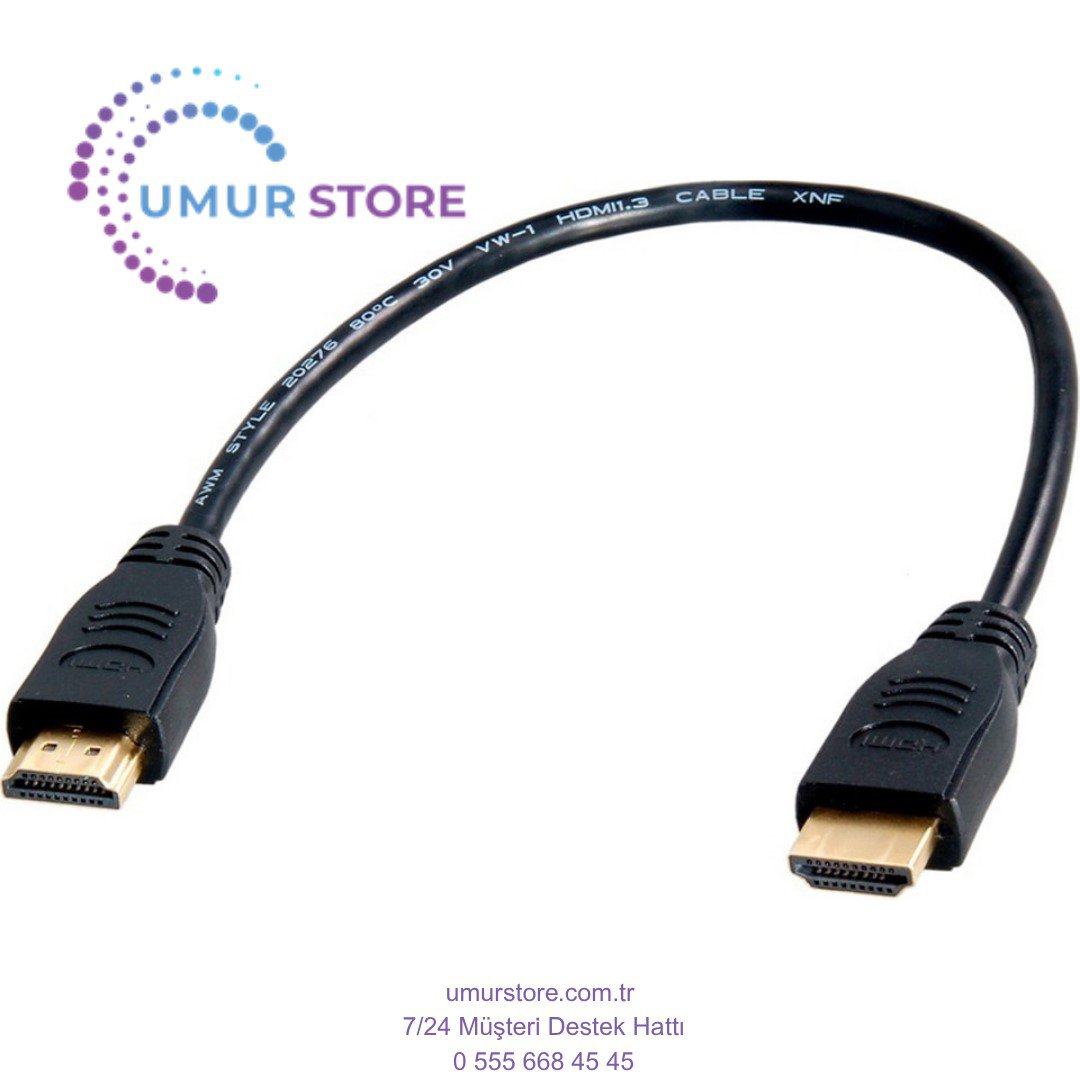 HDMI To HDMI 30CM Kısa HDMI Kablo Altın Uçlu Full Hd 3D LCD LED P