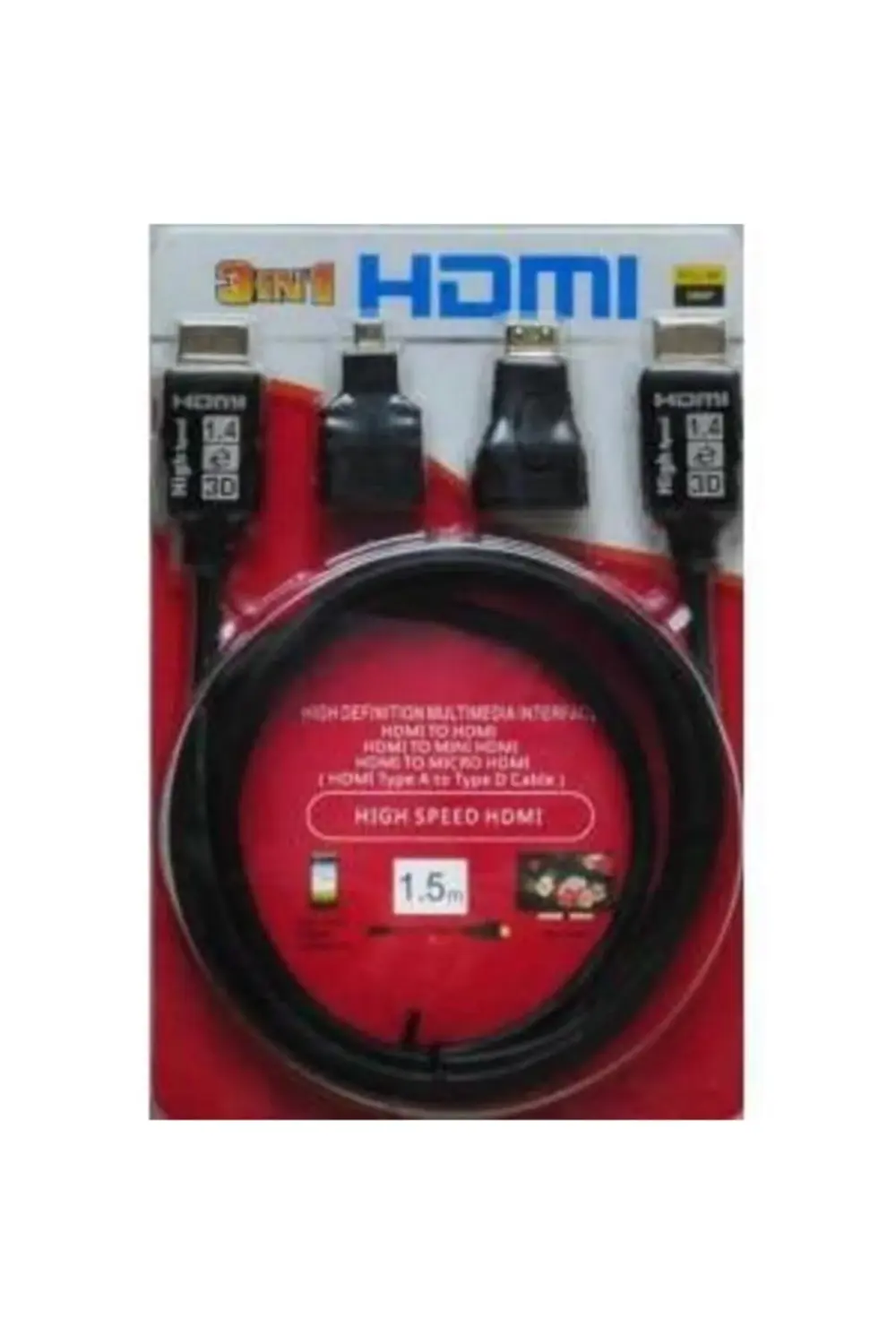 Hdmi To Hdmi Kablo Set Mini Micro Standart Altın Uçlu Dönüştürücü