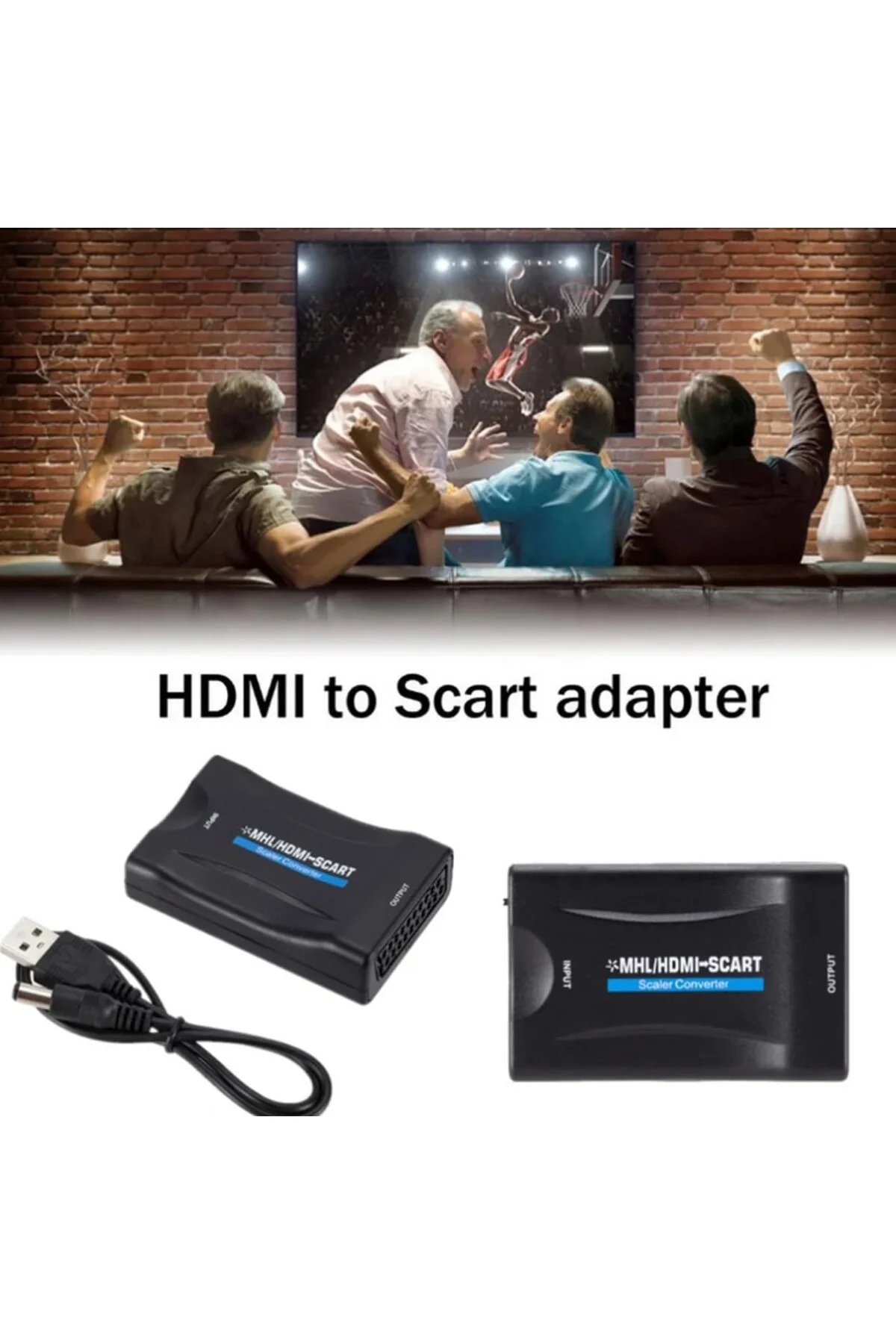 HDMI to SCART Aktif Çevirici Dönüştürücü Adaptör, Av Video Çeviri