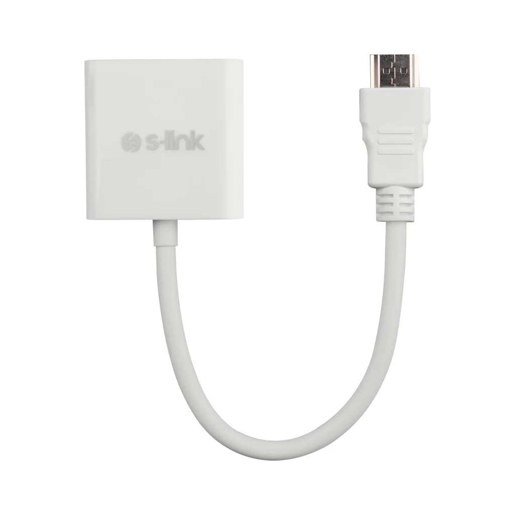 HDMI To VGA + Audio Çevirici (S-LINK SL-HVS13) - 45cm Beyaz