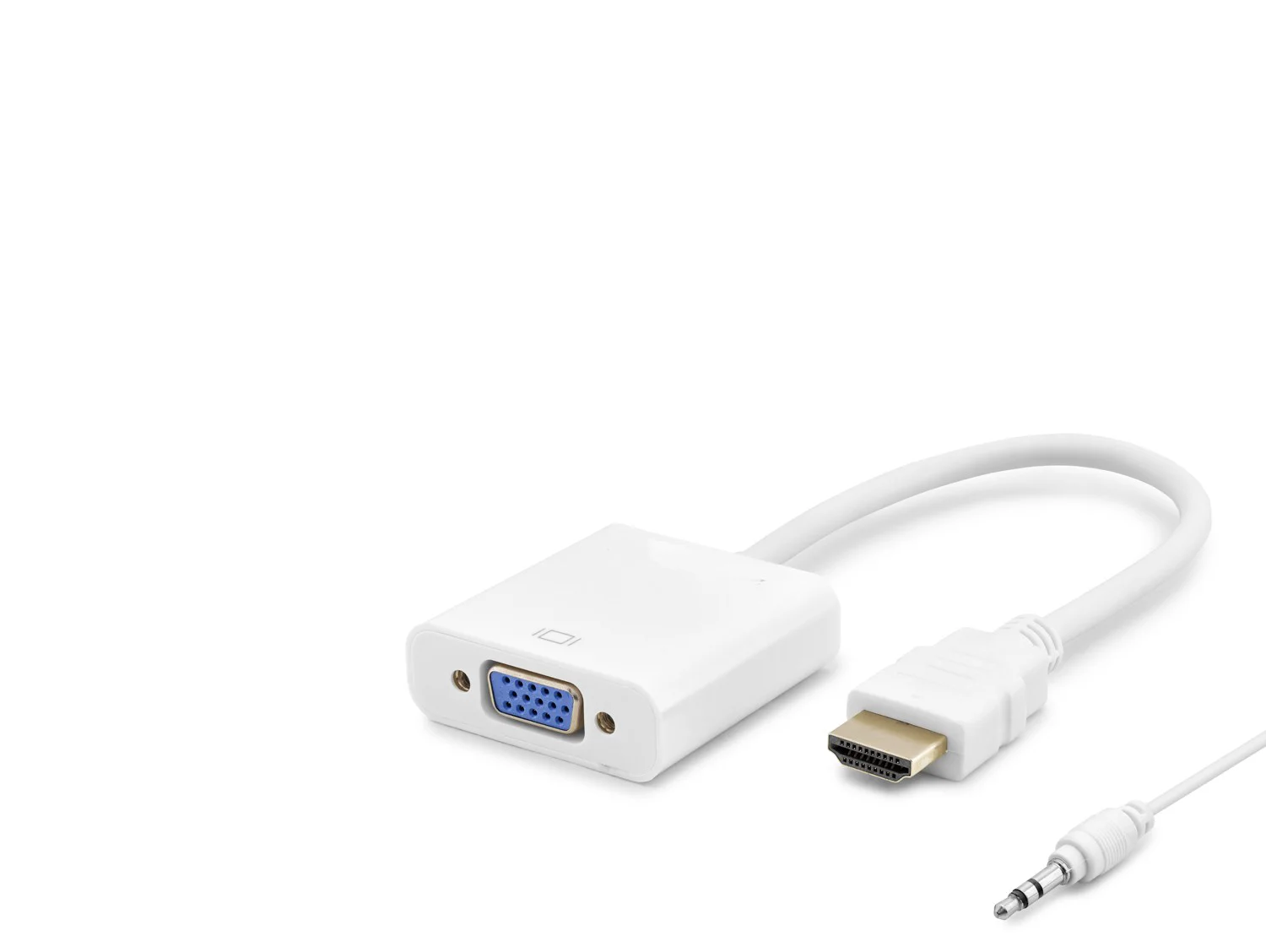 Hdmi To Vga Dişi Ses Çıkışlı Görüntü Dönüştürücü 1080P - Beyaz HDX2019B