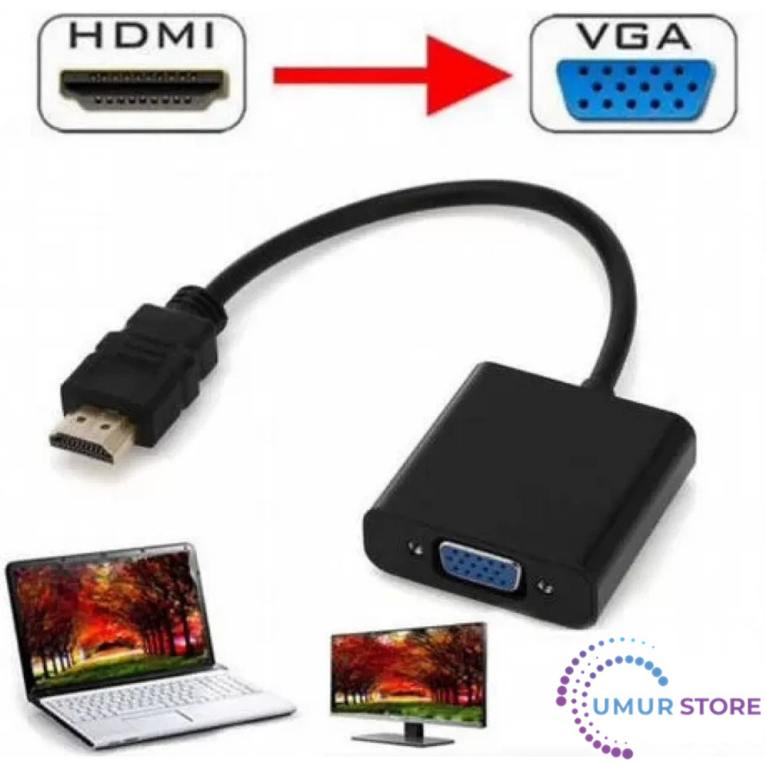 Hdmi To Vga Kablo Monitör Tv Çevirici Dönüştürücü Kablo + Ses Kab
