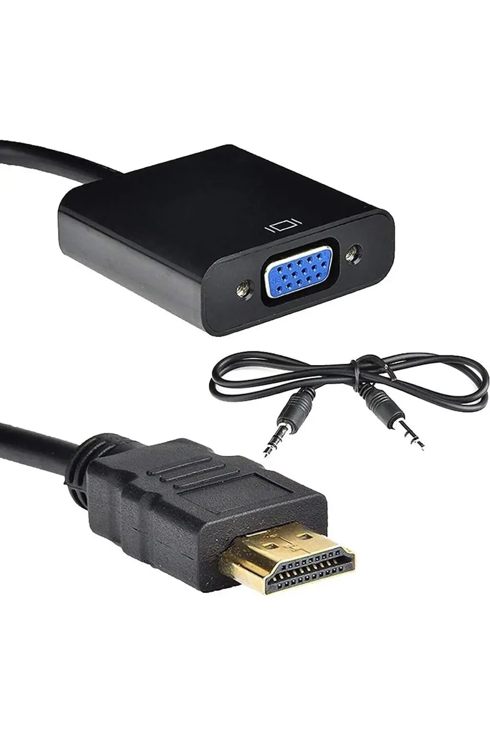 HDMI To VGA Ses Destekli Dönüştürücü Kablo Çevirici Adaptör 4488