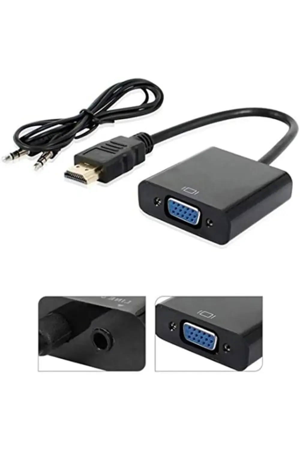 HDMI To VGA Ses Destekli Dönüştürücü Kablo Çevirici Adaptör 4488