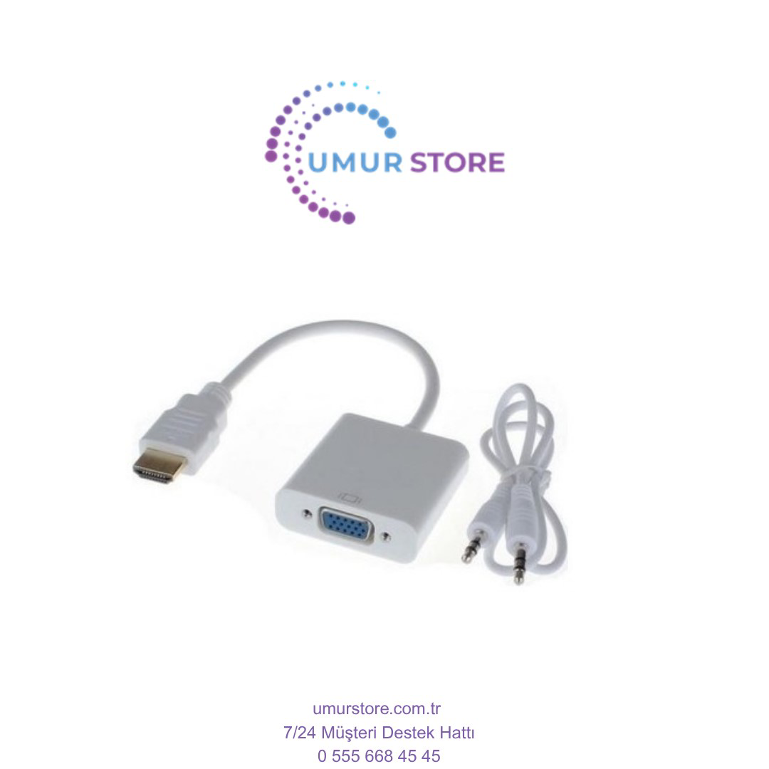 HDMI To VGA Ses Çıkışlı Kablo Çevirici Dönüştürücü Adaptör
