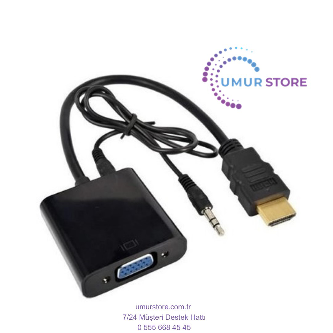 HDMI To VGA Ses Çıkışlı Kablo Çevirici Dönüştürücü Adaptör Siyah HDMI To VGA Ses Çıkışlı Kablo Çevirici Dönüştürücü Adaptör Siyah