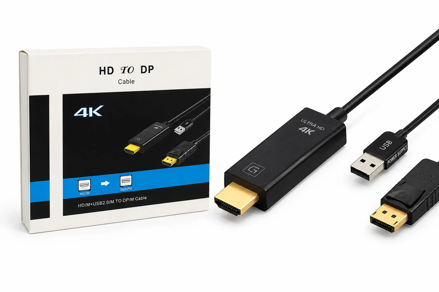 Hdmı Usb To Displayport Aktif Dönüştürücü Kablo 4K 60Hz 26 Cm HDX7901