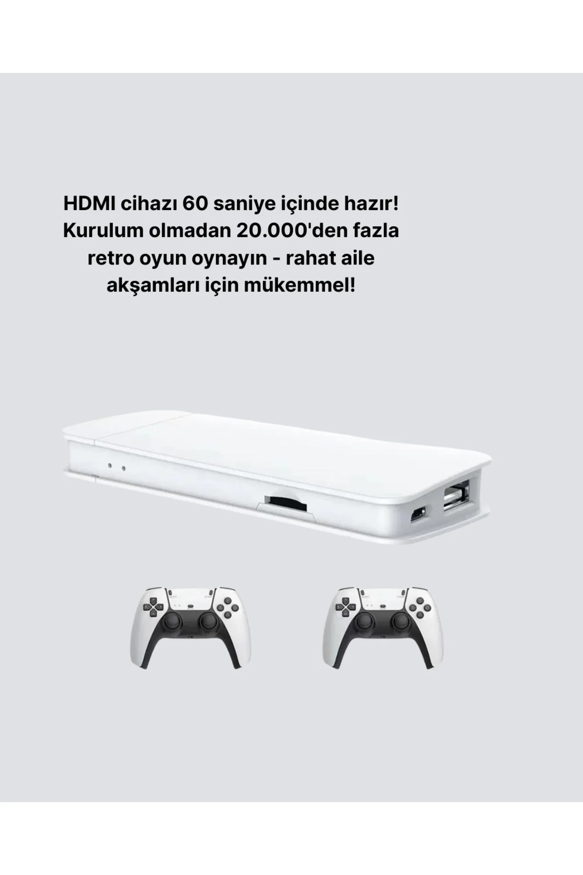 HDMI ve Kablosuz Kontrolcülü 20.000 Oyunlu Retro Oyun Konsolu - L