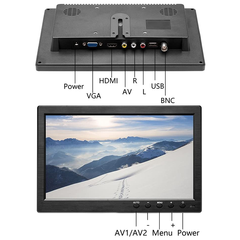 HDMI-VGA-BNC-USB GİRİŞLİ 12 VOLT ÇIKIŞLI 10.1  LCD MONİTÖR (4741)