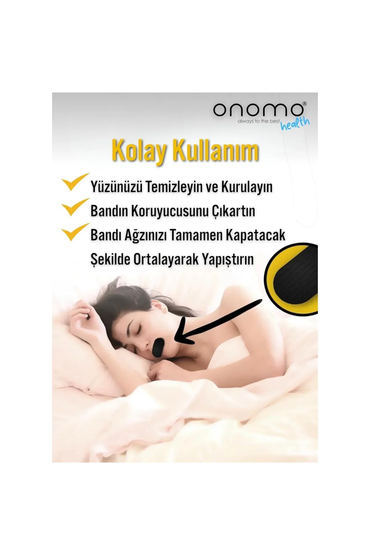 Health Ağız Bandı Siyah 30 Adet, Horlama Önleyici Ağız Kapama Hip