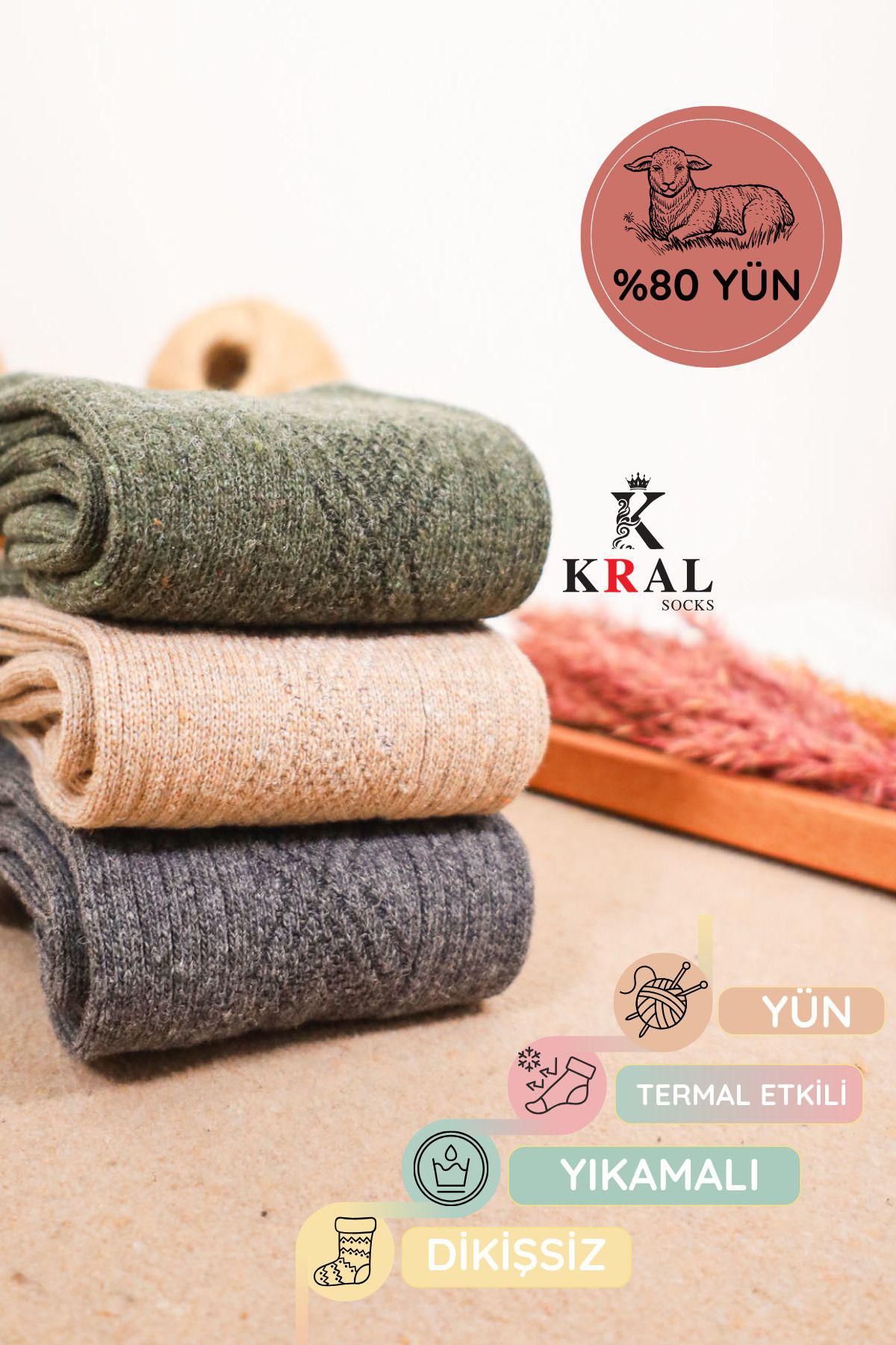 Hediye Kutulu Erkek (3 ÇİFT) Kaliteli Yünlü Kışlık Lambswool Parf