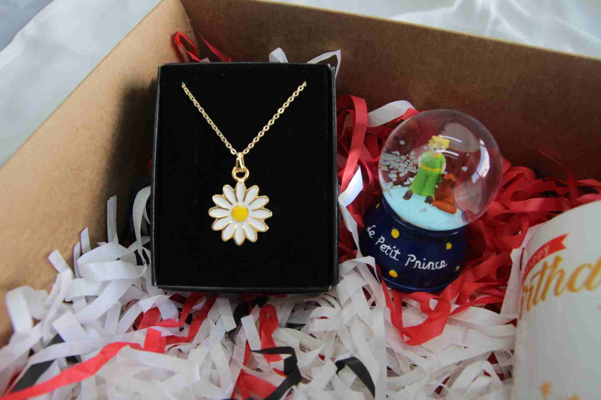 Home Hediye Kutusu Doğum Günü Kupa Bardak Papatya Kolye Minik Kız Prince Seti