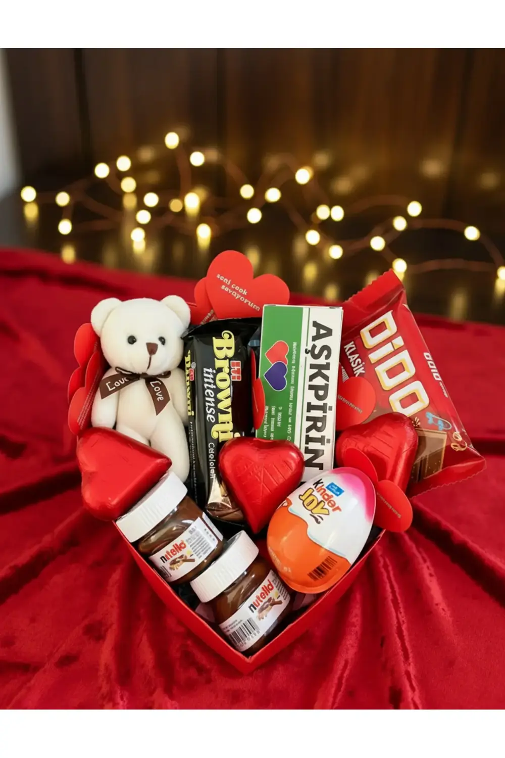 Hediye Kutusu Sevgiliye - Mini Ayıcık - Kalp Çikolata - Aşkpirin