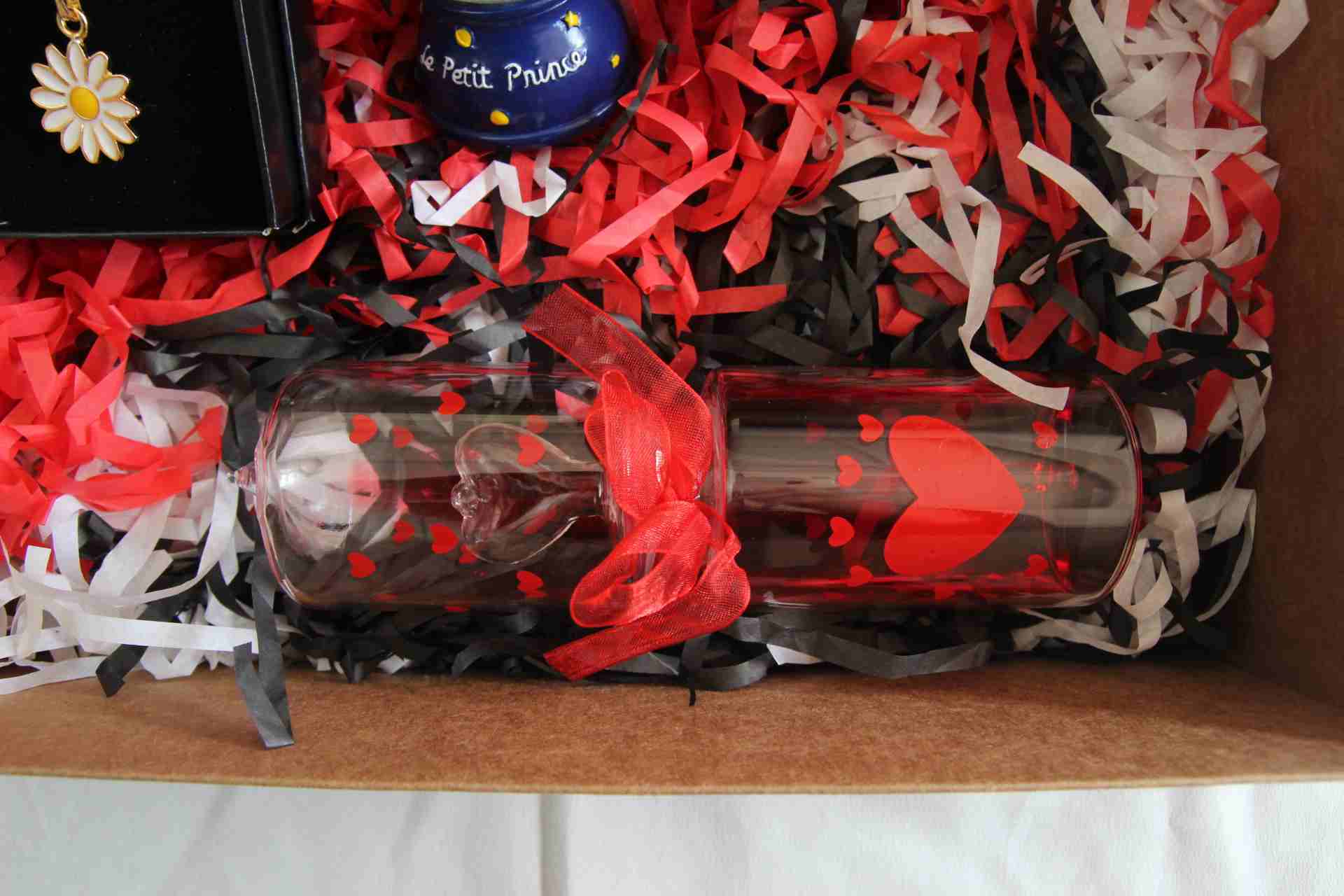 Home Hediye Seti Aşk Ölçer Özel Kutusunda Papatya Kolye Ve Mavi Minik İşıklı Kar Küresi