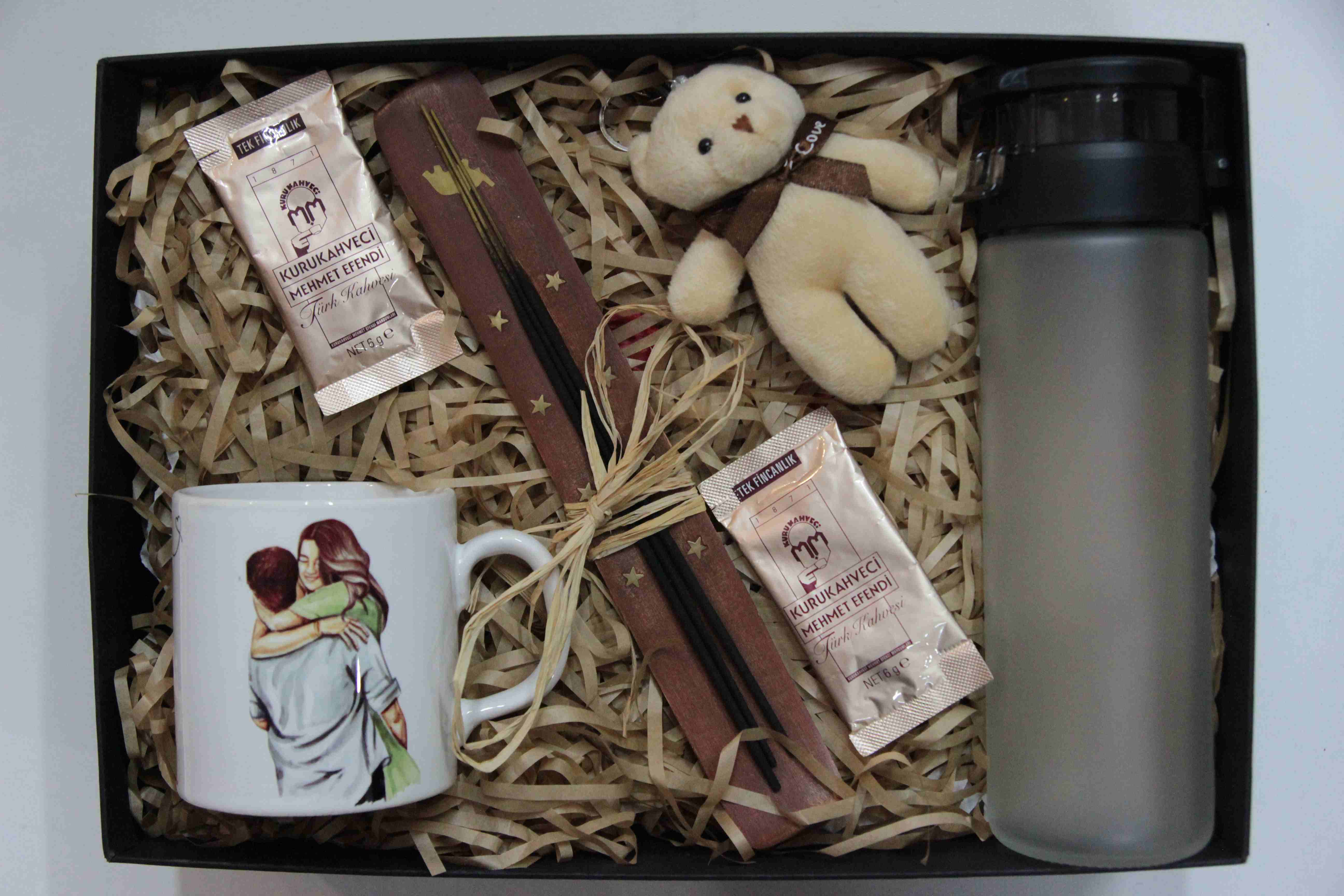 Home Hediye Seti Buzlu Su Matarası, Tütsülük, Sarılan Çift Kupa, Türk Kahvesi Seti