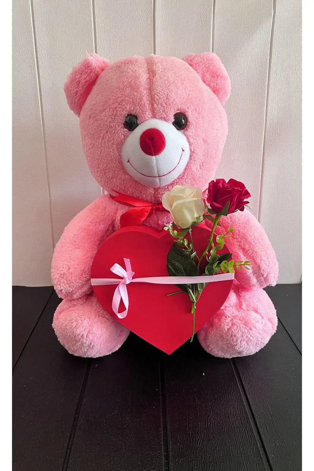 Hediye Sevgiliye Büyük Ayıcıklı ve Aşk Dolu Kalp Kutulu Sevgilile