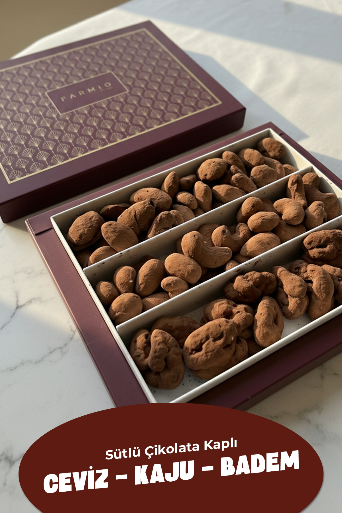 Hediyelik Çikolata Kaplı Kuruyemiş 350gr – Kaju, Badem, Ceviz - S