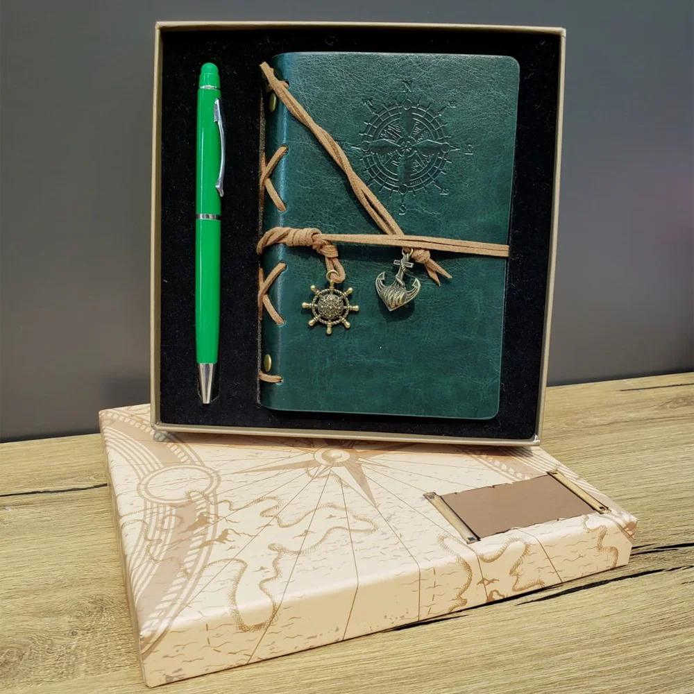 Hediyelik Defter Kalem Kutulu Set Yeşil Hediyelik Defter Kalem Kutulu Set Yeşil
