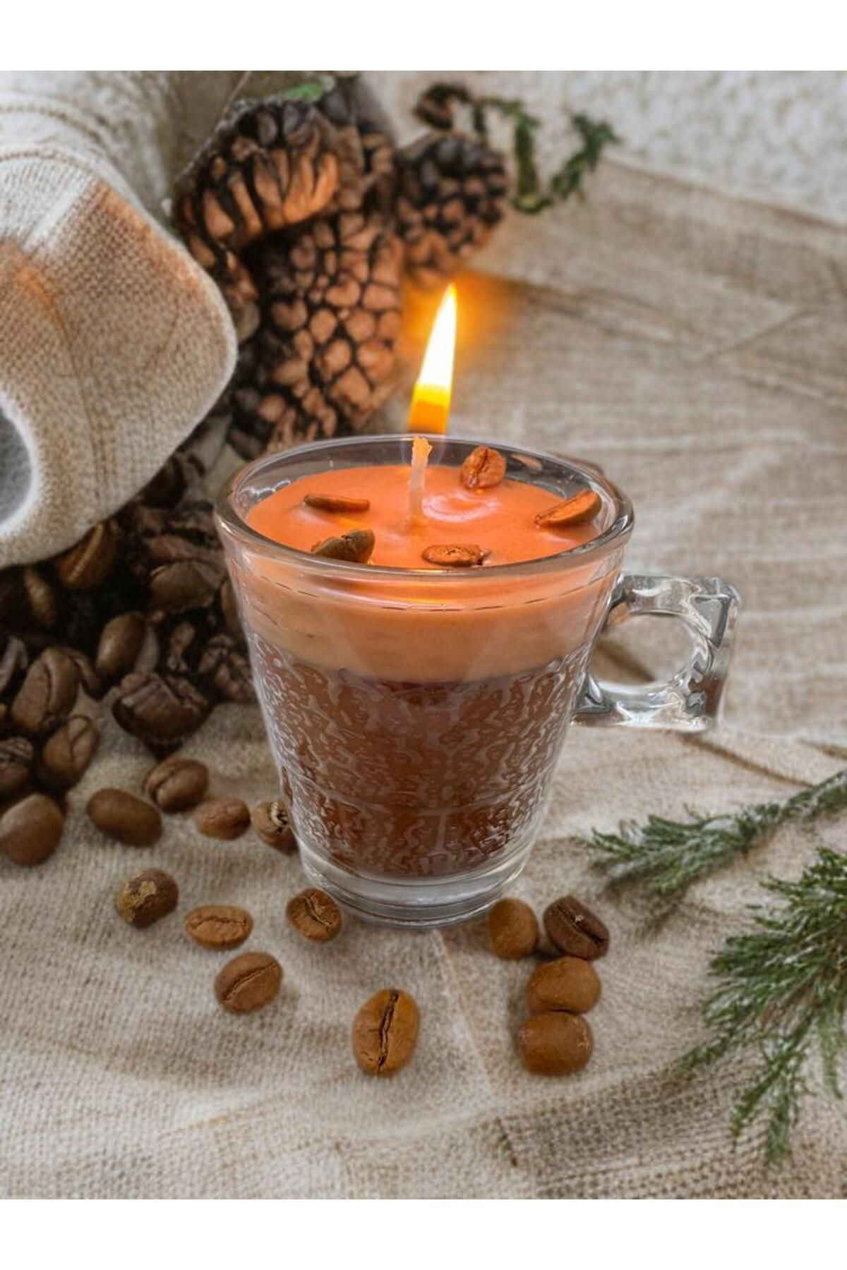 Aresmumatölyesi  Hediyelik Dekoratif Cam Türk Kahvesi Fincanında Kahve Çekirdekli