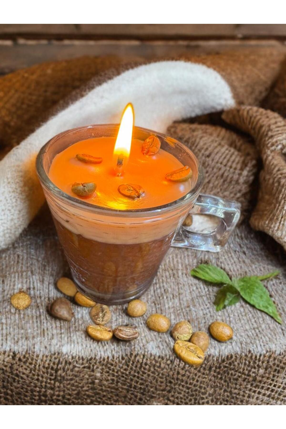 Aresmumatölyesi  Hediyelik Dekoratif Cam Türk Kahvesi Fincanında Kahve Çekirdekli