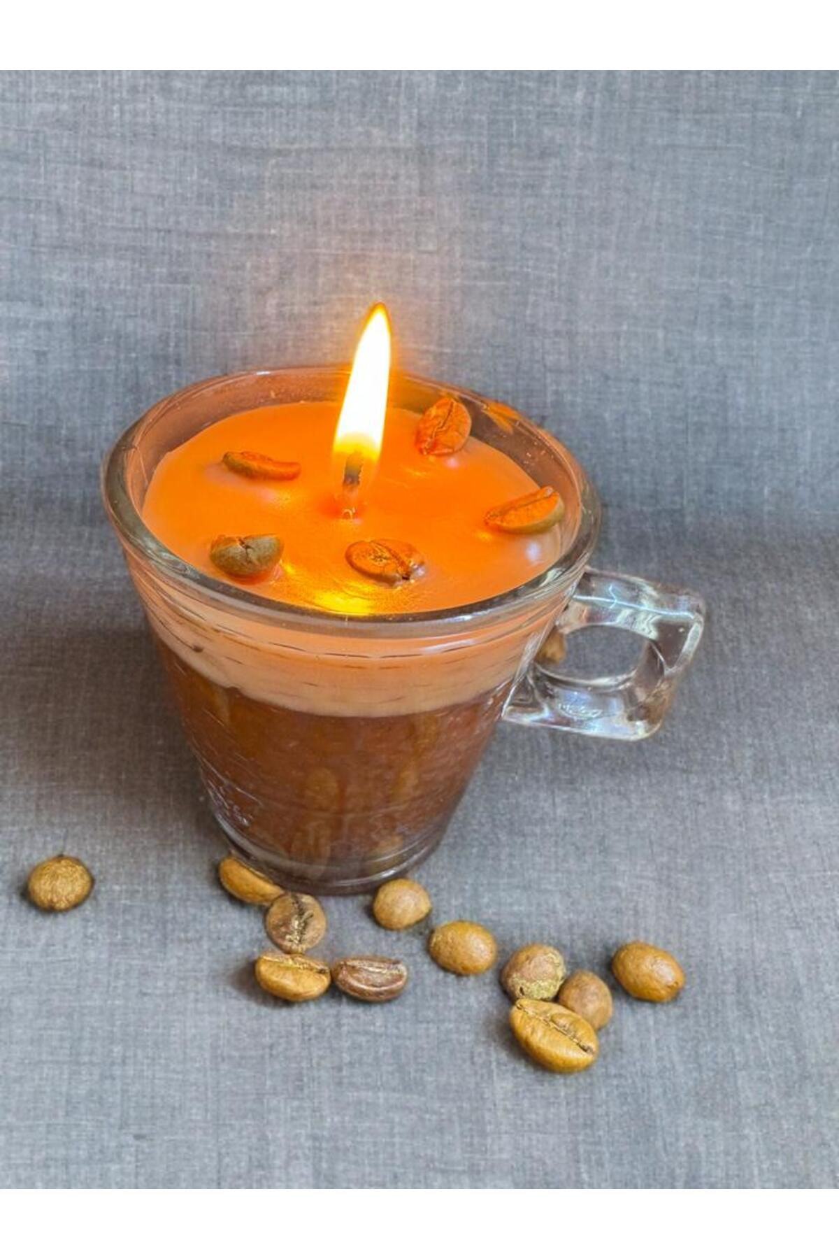 Aresmumatölyesi  Hediyelik Dekoratif Cam Türk Kahvesi Fincanında Kahve Çekirdekli