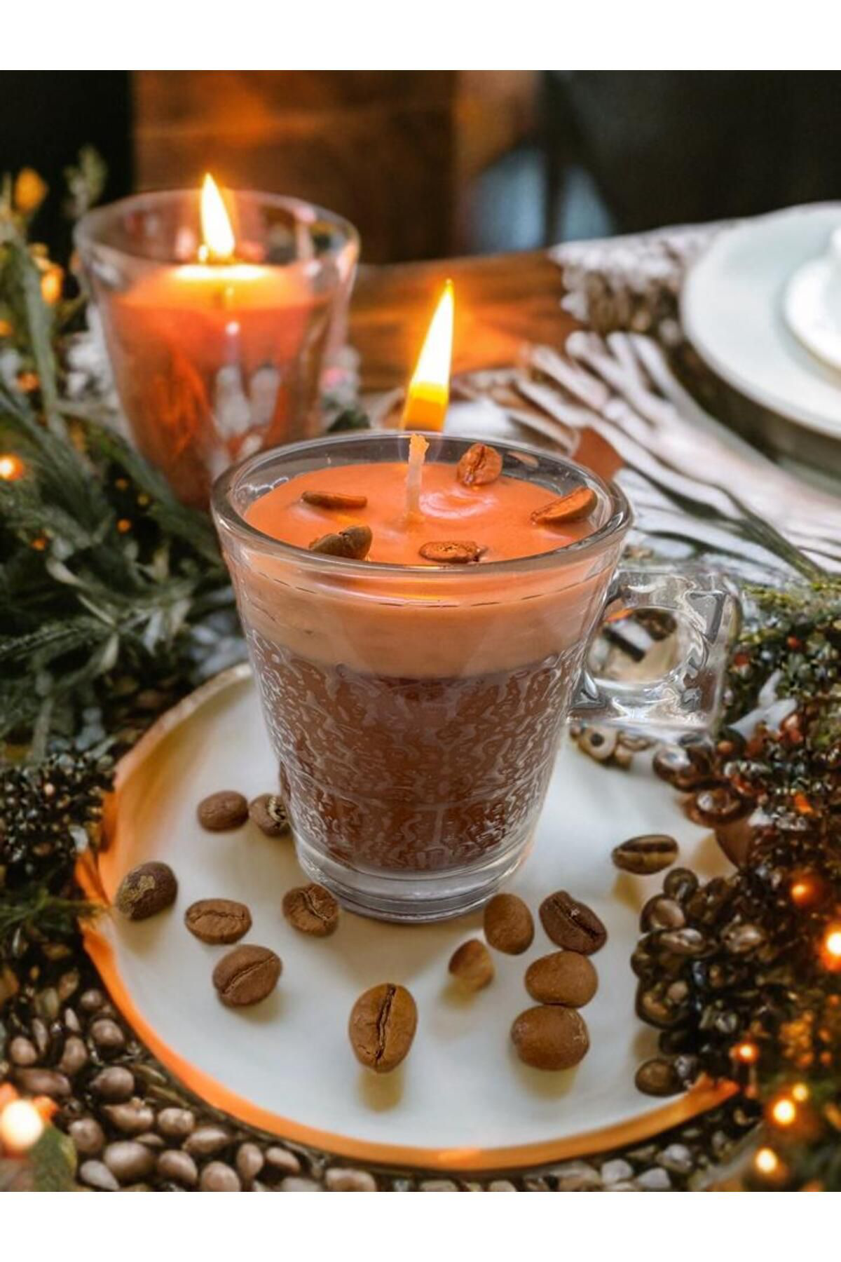 Aresmumatölyesi  Hediyelik Dekoratif Cam Türk Kahvesi Fincanında Kahve Çekirdekli