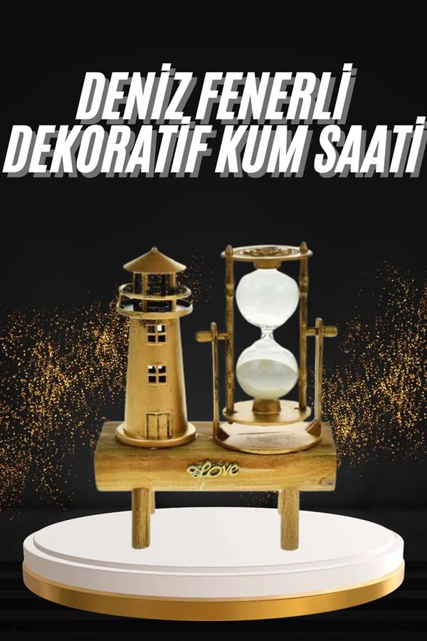 Hediyelik Eşya Retro Deniz Fenerli Kum Saati Ahşap Görünümlü Deko