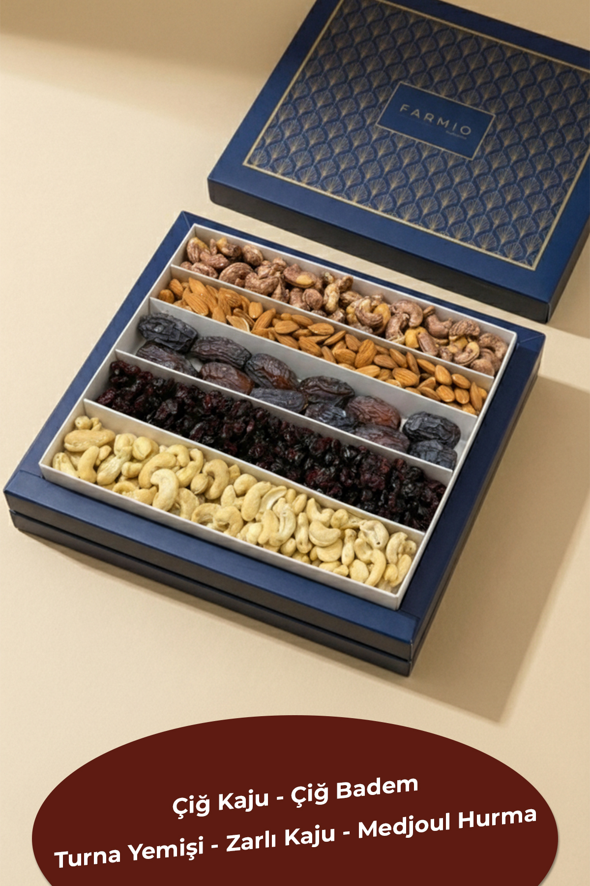 Hediyelik Karışık Kuruyemiş 1kg – Zarlı Kaju, Turna Yemişi, Çiğ K