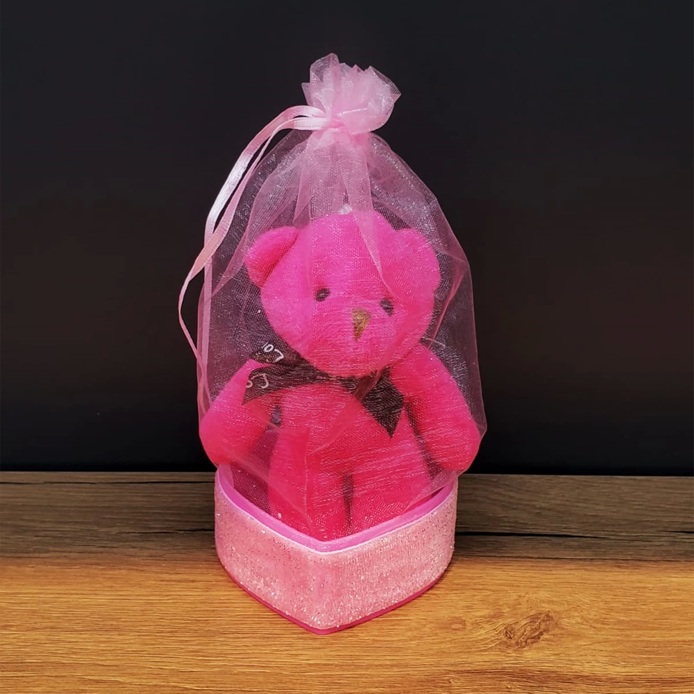 Hediyelik Pembe Tül Kese Ve Ayıcık Hediyelik Pembe Tül Kese Ve Ayıcık