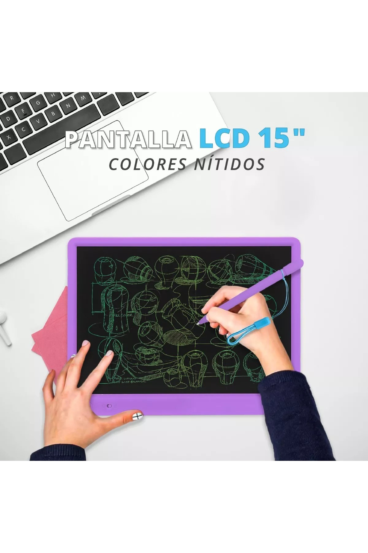 Oyuncak Store Hediyelik Renkli Writing Tablet Lcd 15 İnç Kalemli Çizim Yazı Tah