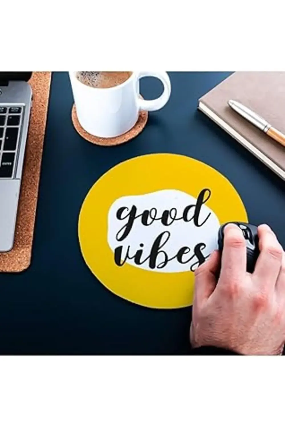 Hediyesepeti Good Vibes Tasarımlı Yuvarlak Mouse Pad - Mouse Altl