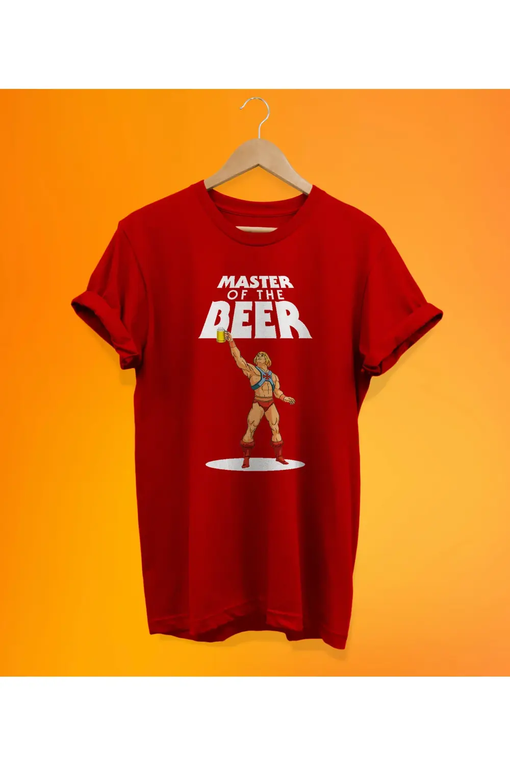 Hee-Man Beer Baskılı, Bisiklet Yaka, Kısa Kollu, %100 Pamuk, Büyü