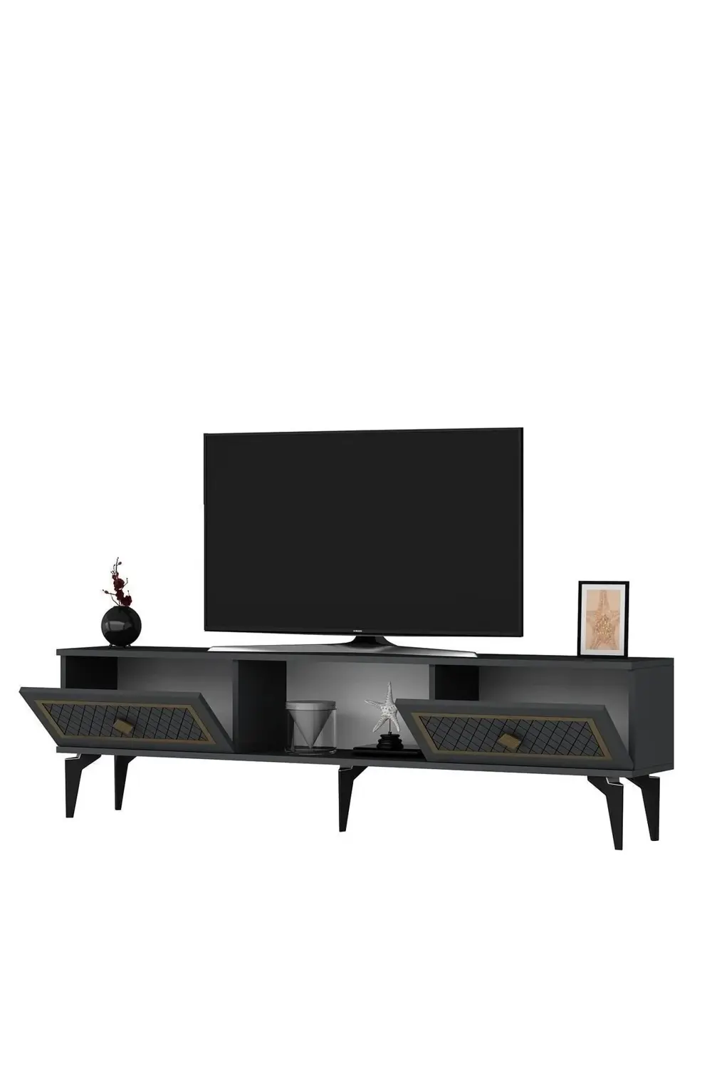 Heerry Tv Sehpası Alt Modül Antrasit-altın