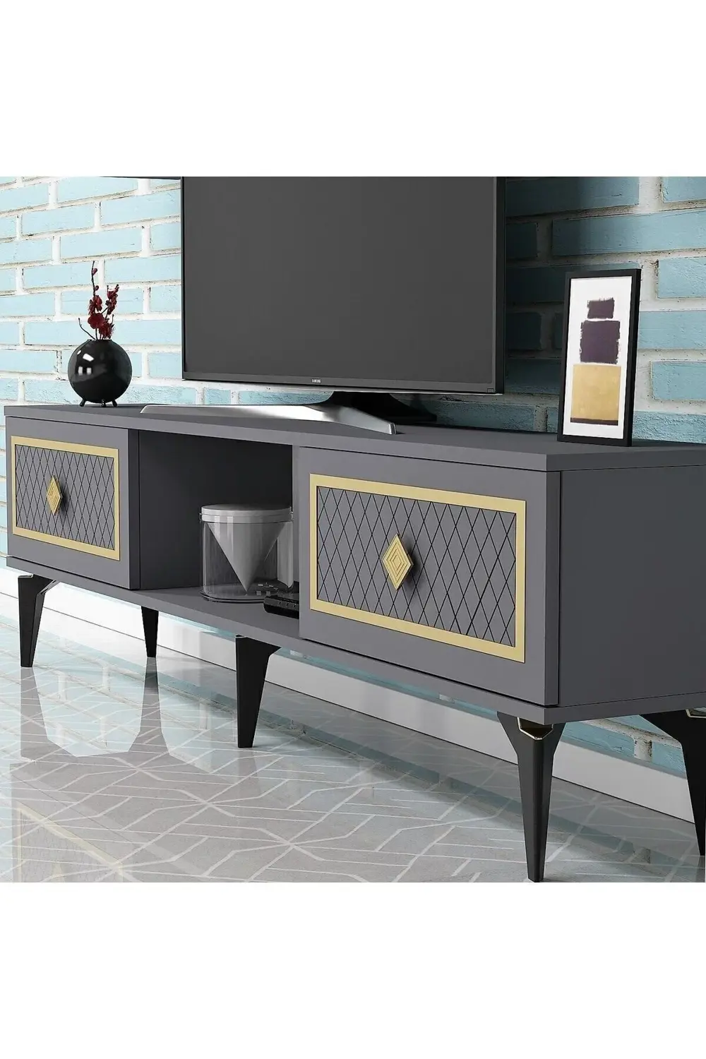 Heerry Tv Sehpası Alt Modül Antrasit-altın