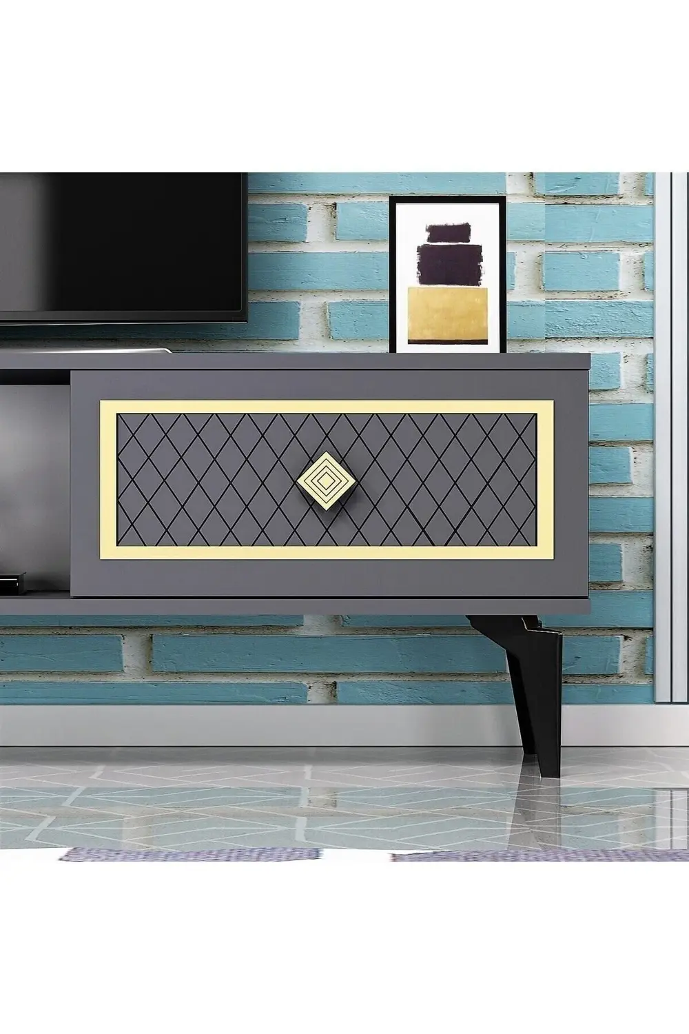 Heerry Tv Sehpası Alt Modül Antrasit-altın