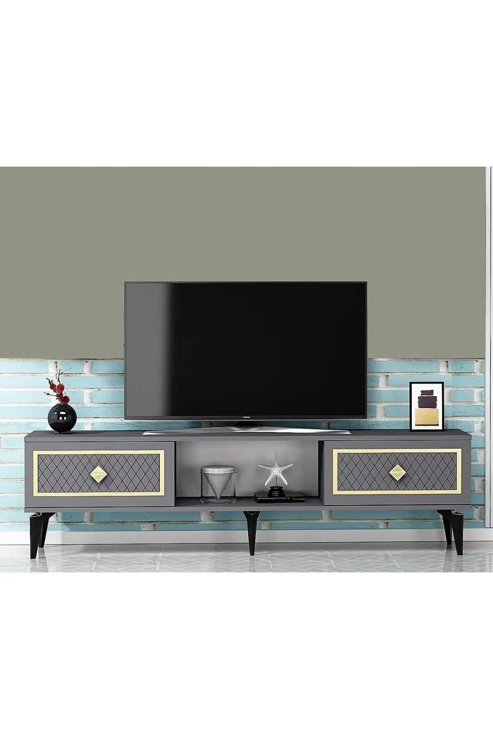 Heerry Tv Sehpası Alt Modül Antrasit-altın